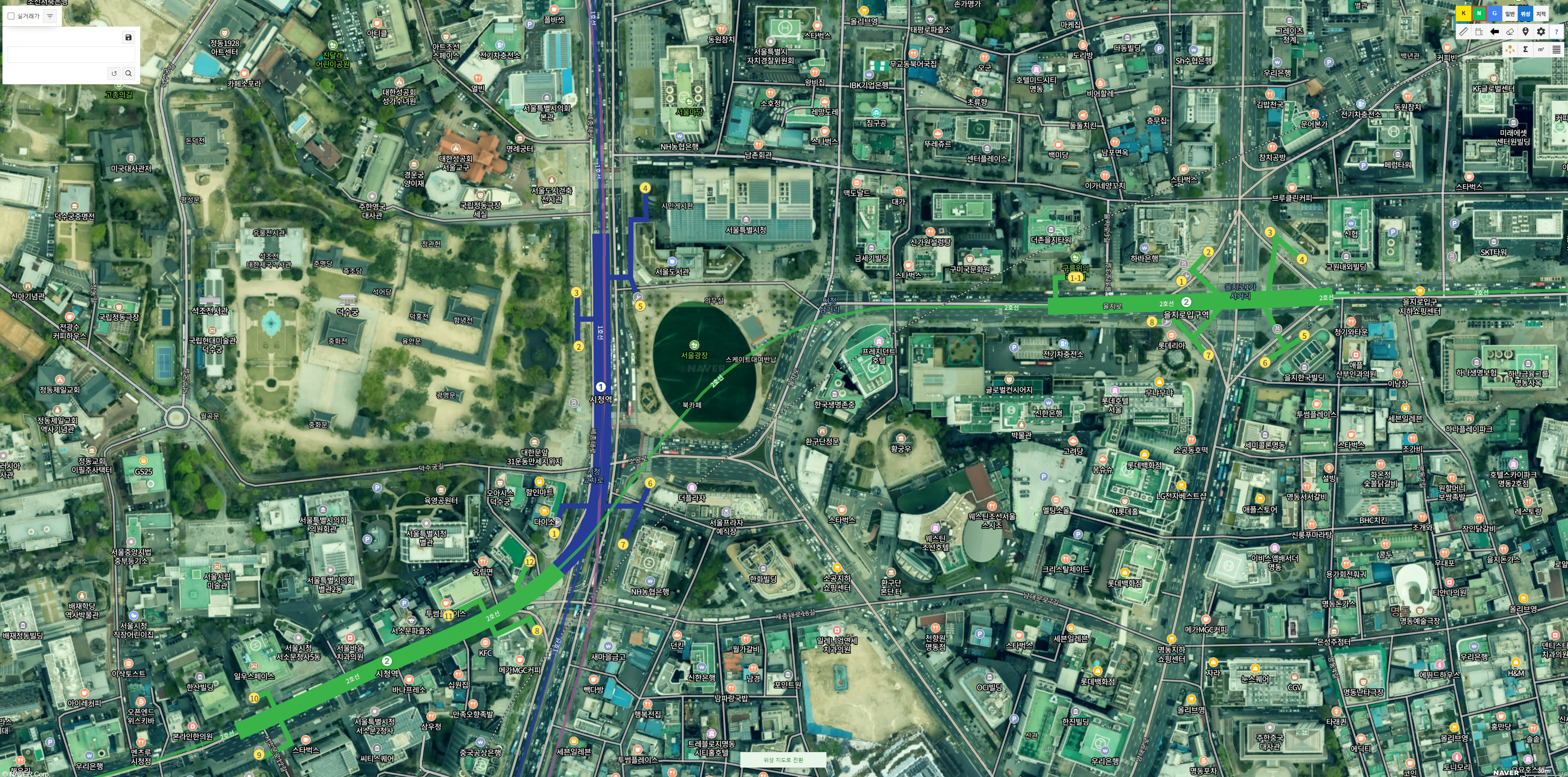 위성 지도 화면