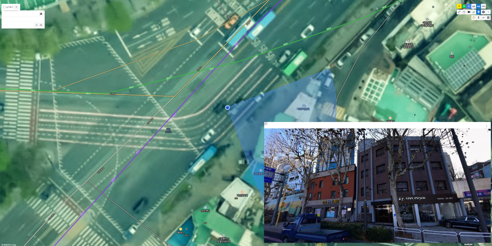 로드뷰 크기/각도 조절 예시 화면